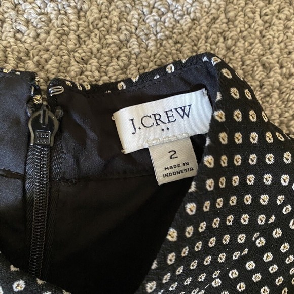J. Crew Womens 2 Dress Black White with Gold Filigree Sparkle Size 2 Midi - Picture 13 of 13